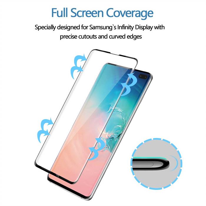 产品名称：三星Galaxy S10 Plus 手机贴膜屏幕保护膜，高清透明无气泡 9H 硬度钢化玻璃屏幕保护膜，兼容三星盖乐世 S10 PlusS10+（支持屏幕内指纹 ID）