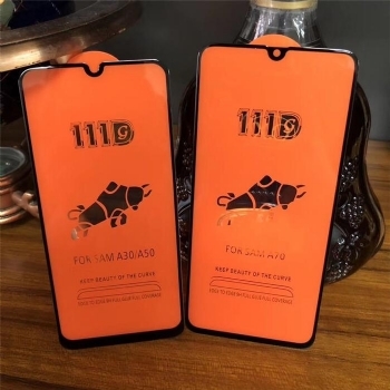 三星A30/50全屏大弧满屏111D二强丝印手机贴膜钢化膜三星 Galaxy A30/50 屏幕保护膜,【钢化玻璃】- 9H 硬度防刮擦,无气泡,三星 Galaxy A30/A50 防指纹