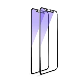 紫光弧边全屏 iPhoneX/XS/MAX钢化膜 苹果XS钢化膜 iPhoneX全屏钢化玻璃膜 苹果全屏手机膜 (iPhone X, 弧边紫光_全屏钢化膜)