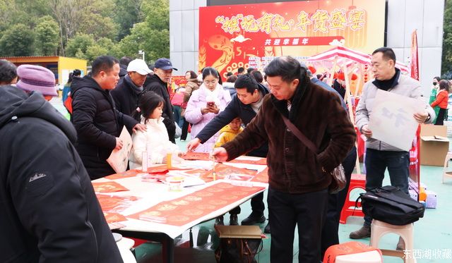 东西湖收藏协会送春联到泾河街长墩堤社区